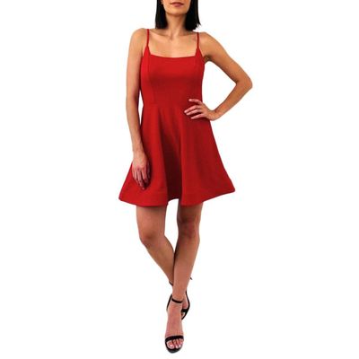 Trixxi Womens Juniors Mini Cutout-Back Fit & Flare Dress Red 13