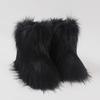 Gegefur Girls Boys Kids Faux Fur Boots Furry Fuzzy Fluffy Warm Winter Snow Boots Flat Shoes Outdoor (Black, 11.5) view 2