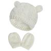 ZJXC Baby Hat Glove Set Soft Newborn Mittens Baby Girl Boys Knitted Toddler Cap Infant Winter Mitten Sets (White,6-18 Months) view 1