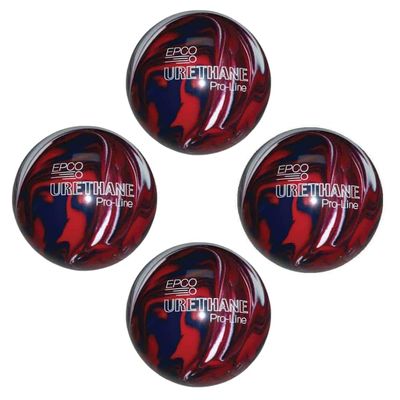 BuyBocceBalls - EPCO Candlepin Bowling Balls - Urethane Pro-Line - Dark Red, Royal & White (4 1/2 inch- 2lbs. 6oz.) - 4 Balls - Made In USA