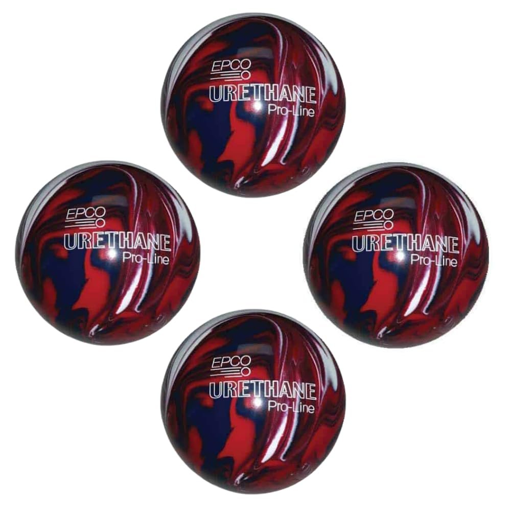 BuyBocceBalls - EPCO Candlepin Bowling Balls - Urethane Pro-Line - Dark Red, Royal & White (4 1/2 inch- 2lbs. 6oz.) - 4 Balls - Made In USA