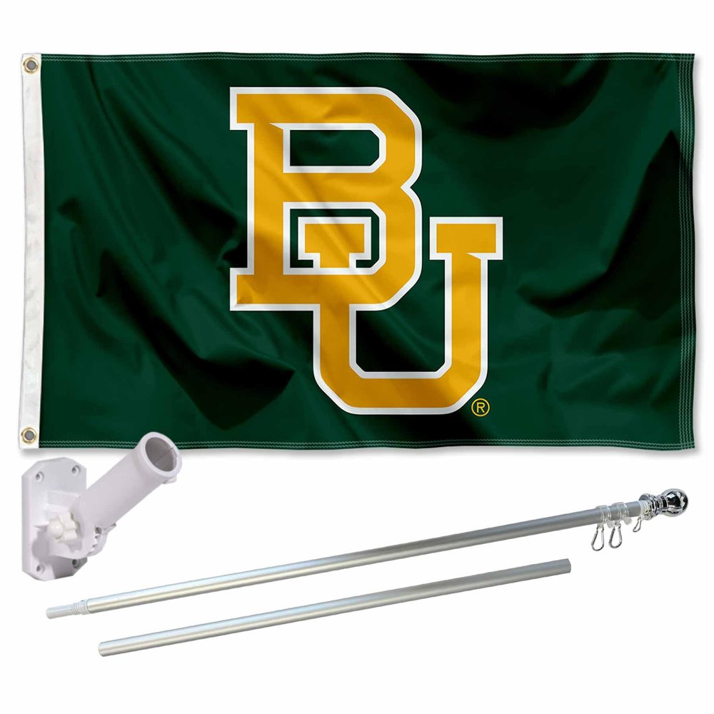 Baylor Bears Flag with Pole and Bracket Holder University Set