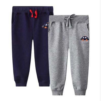 LOKTARC 2 Pack Toddler Boys Sweatpants Drawstring Cotton Sport Jogger Pants Car Navy Ligth Grey 3-4 Years/Size 4T