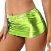 Hedmy Women's Shiny Metallic PVC Leather Mini Skirt Short Dresses Tight Hip Skirts Slim Pencil Skirt Fluorescent Green One Size view 2
