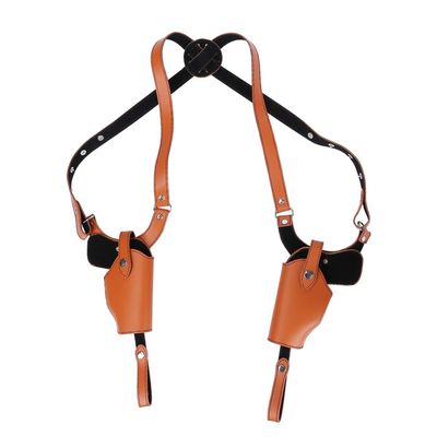 Shoulder Holster, Dual Gun Shoulder Holster PU Leather Concealed Carry Holster Adjustable Vertical Gun Holster for Right and Left Hand Brown