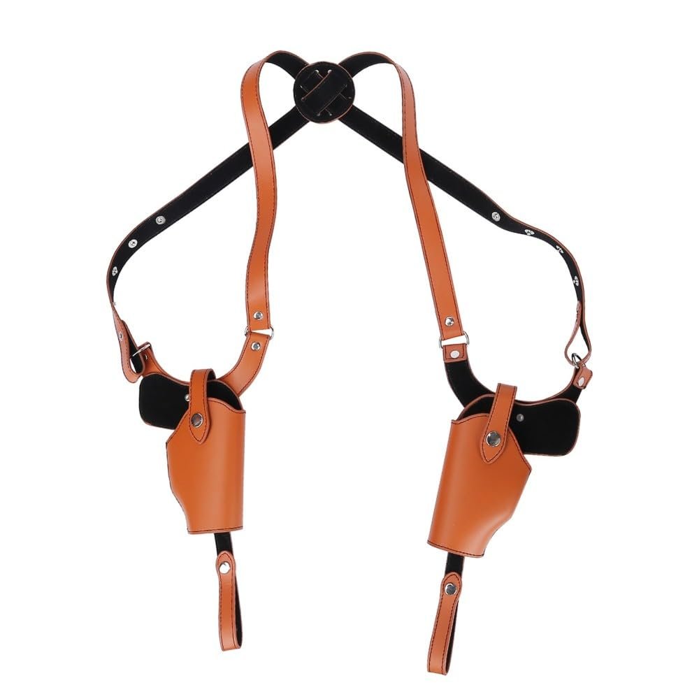 Shoulder Holster, Dual Gun Shoulder Holster PU Leather Concealed Carry Holster Adjustable Vertical Gun Holster for Right and Left Hand Brown