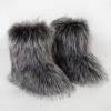 Gegefur Girls Boys Kids Faux Fur Boots Furry Fuzzy Fluffy Warm Winter Snow Boots Flat Shoes Outdoor (Dark grey, 10.5) view 2
