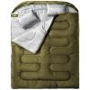 MEREZA Double Sleeping Bag for Adults Mens with Pillow, XL Queen Size for All Season Camping Hiking Backpacking 2/Two Person Sleeping Bags for Cold Weather & Warm Green view 1