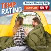 MEREZA Double Sleeping Bag for Adults Mens with Pillow, XL Queen Size for All Season Camping Hiking Backpacking 2/Two Person Sleeping Bags for Cold Weather & Warm Green view 2