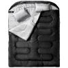MEREZA Double Sleeping Bag for Adults Mens with Pillow, XL Queen Size Two Person Sleeping Bag for All Season Camping Hiking Backpacking for Cold Weather & Warm Black view 1