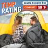 MEREZA Double Sleeping Bag for Adults Mens with Pillow, XL Queen Size Two Person Sleeping Bag for All Season Camping Hiking Backpacking for Cold Weather & Warm Black view 2