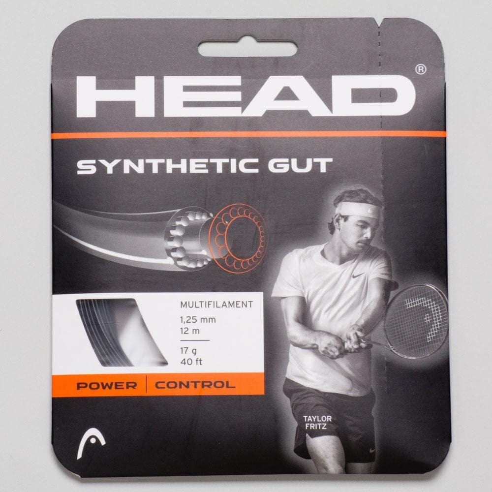HEAD Synthetic Gut Black Tennis String, 17g / 1.25mm (2 Sets)