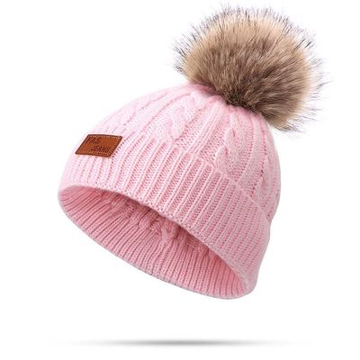 Kids Winter Warm Beanie Hat Scarf Set 2pcs Baby Knit Hat Scarf Thermal Pom Bobble Hat for Girls Boys Aged 1-8 (Pink(1 Ball hat),One Size)