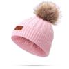 Kids Winter Warm Beanie Hat Scarf Set 2pcs Baby Knit Hat Scarf Thermal Pom Bobble Hat for Girls Boys Aged 1-8 (Pink(1 Ball hat),One Size) view 1