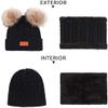 Kids Winter Warm Beanie Hat Scarf Set 2pcs Baby Knit Hat Scarf Thermal Pom Bobble Hat for Girls Boys Aged 1-8 (Black(1 Ball hat),One Size) view 2
