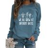 We All Grow At Different Rates Womens Plants Graphic Sweatshirts Novelty Long Sleeve Crewneck Pullover Gift for Teacher Blue view 1