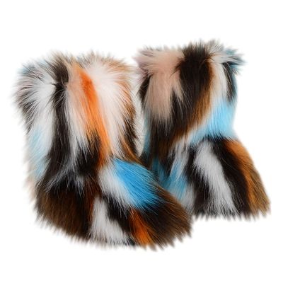 Gegefur Girls Boys Kids Faux Fur Boots Furry Fuzzy Fluffy Warm Winter Snow Boots Flat Shoes Outdoor (Style-5, 12.5)