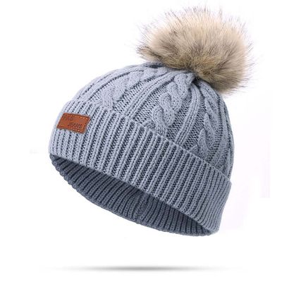 Kids Winter Warm Beanie Hat Scarf Set 2pcs Baby Knit Hat Scarf Thermal Pom Bobble Hat for Girls Boys Aged 1-8 (Grey(1 Ball hat),One Size)