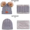 Kids Winter Warm Beanie Hat Scarf Set 2pcs Baby Knit Hat Scarf Thermal Pom Bobble Hat for Girls Boys Aged 1-8 (Grey(1 Ball hat),One Size) view 2