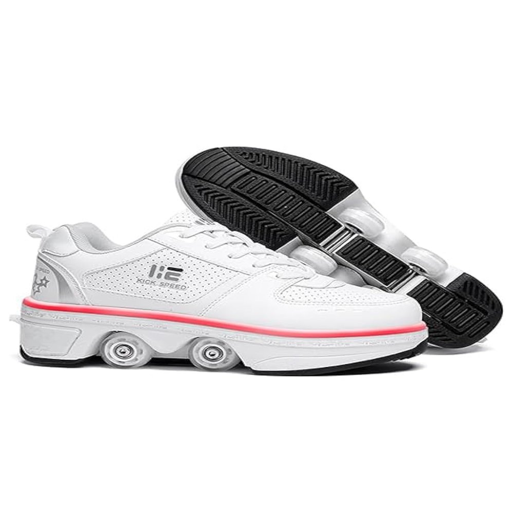 TAILORIA Four-Wheel 2-in-1 Roller Skate Shoes Unisex Roller Skates & Sneakers Detachable Skate Shoes Kids Sneakers with Wheels Skating