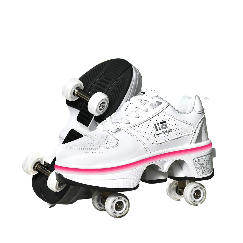 TAILORIA Four-Wheel 2-in-1 Roller Skate Shoes Unisex Roller Skates & Sneakers Detachable Skate Shoes Kids Sneakers with Wheels Skating