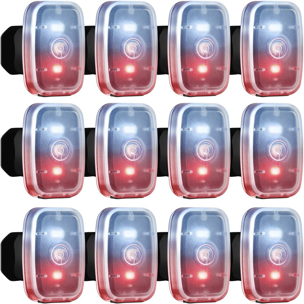 Mudder Running Lights for Runners Rechargeable LED Safety Lamps USB Rechargeable Clip on Strobe Bicycle Tail Lamps with 5 Modes Flashing Bike Lights for Night Riding Walking Hiking Pet Dog(12 Pieces)
