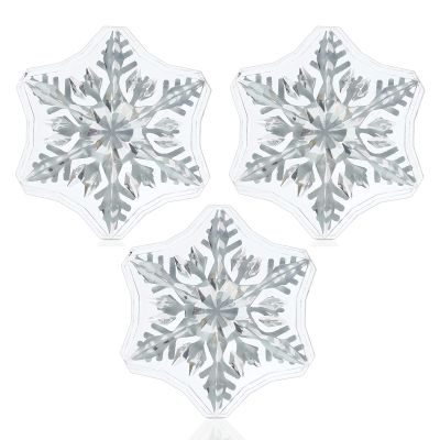 devembr Snowboard Stomp Pad, 3D Clear Snowflake Snowboarding Stomp Pads, PVC Material, 1.96" x 1.96", Transparent Pattern 3 Pack