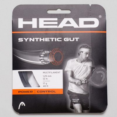 HEAD Synthetic Gut Black Tennis String, 17g / 1.25mm (8 Sets)