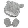 ZJXC Baby Hat Glove Set Soft Newborn Mittens Baby Girl Boys Knitted Toddler Cap Infant Winter Mitten Sets (Grey,0-3 Months) view 1