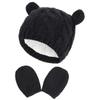 ZJXC Baby Hat Glove Set Soft Newborn Mittens Baby Girl Boys Knitted Toddler Cap Infant Winter Mitten Sets (Black,6-18 Months) view 1