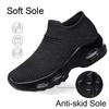 YHOON Women's Slip On Walking Shoes Breathable Lightweight Mesh Casual Running Jogging Sneakers Air Cushion All Black Size 12 view 3