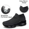 YHOON Women's Slip On Walking Shoes Breathable Lightweight Mesh Casual Running Jogging Sneakers Air Cushion All Black Size 12 view 4