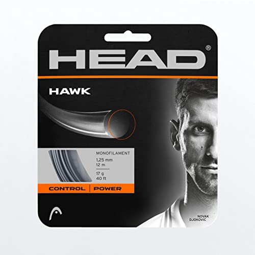 HEAD Hawk Grey Monofilament Tennis String, 18g / 1.20mm (6 Sets)