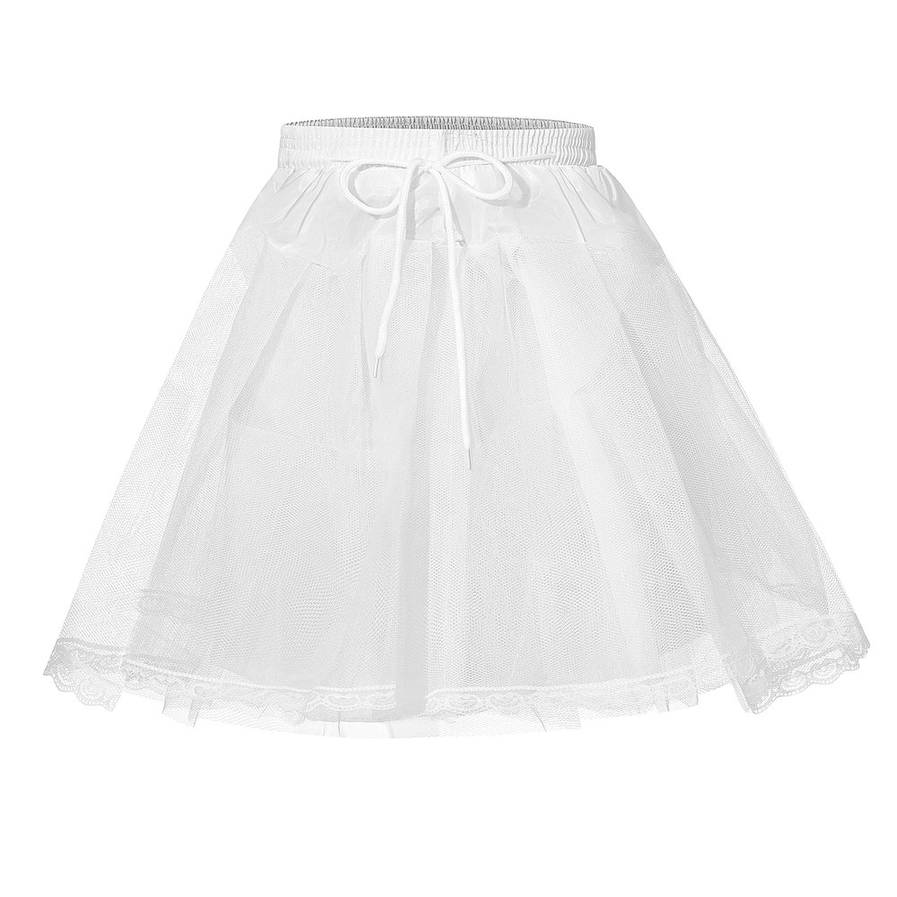 WOWBRIDAL Girl 3 Layers Flower Girl Petticoat Crinoline Hoopless Skirt Underskirt for Kids (Medium, White)
