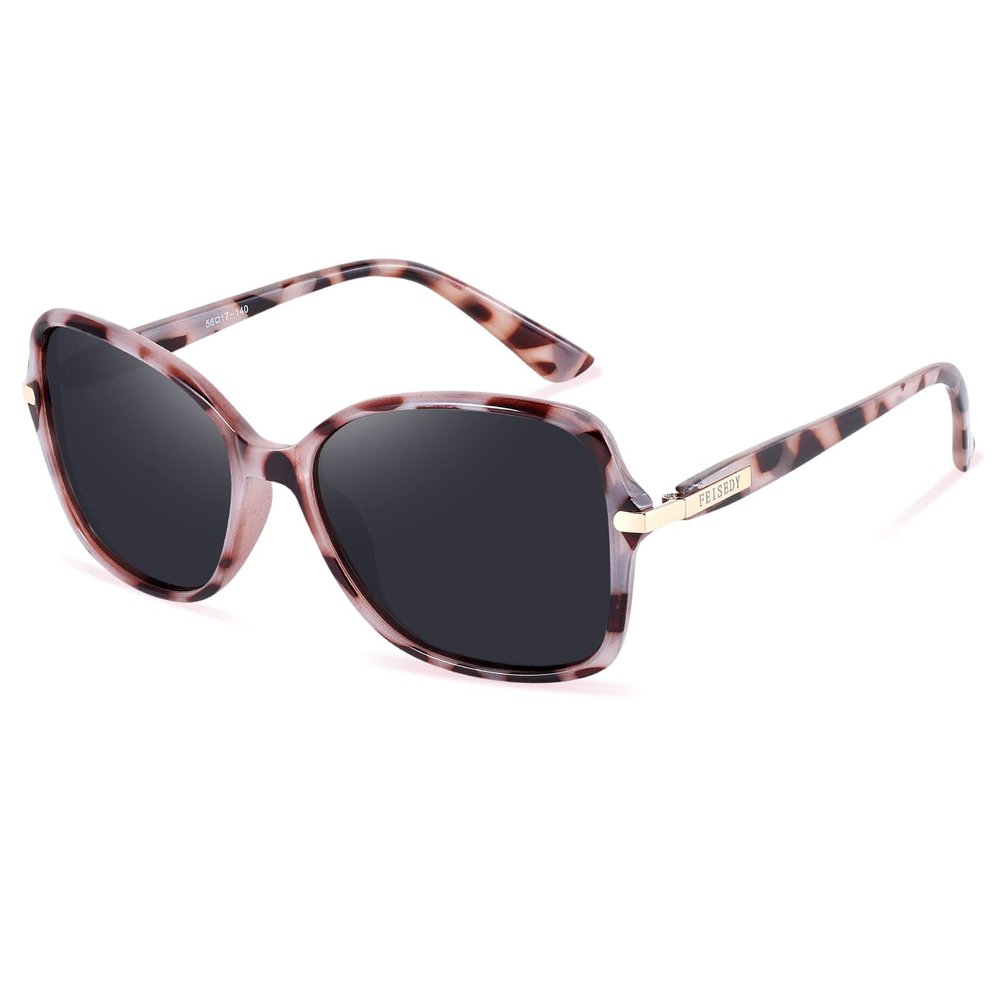 FEISEDY Womens Polarized Sunglasses, Trendy Elegant Colored Frame for Ladies, UV400 Protection B2760 Pink Lropard