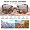 FEISEDY Womens Polarized Sunglasses, Trendy Elegant Colored Frame for Ladies, UV400 Protection B2760 Pink Lropard view 3