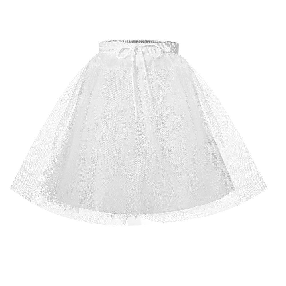 WOWBRIDAL Girl 3 Layers Hoopless Petticoat Crinoline Underskirt for Kids (Medium, White)