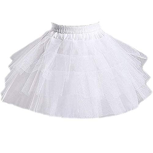 WOWBRIDAL Kids White Mini 3 Layers Wedding Flower Girl Petticoat/Underskirt/Crinoline Slips (Medium, White)