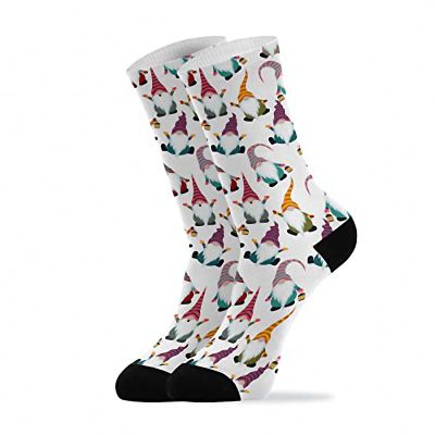 Bolaz Christmas Gnomes Seamless Adult Christmas Crew Socks Casual Crew Socks Funky Comfortable Crew Exquisite Women & Men