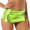 Lejafay Women's Stretchy Shiny Metallic Liquid Mini Skirt Wet Look Bodycon Short Mini Skirt Fluorescent Green One Size view 4