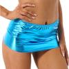 Lejafay Women's Stretchy Shiny Metallic Liquid Mini Skirt Wet Look Bodycon Short Mini Skirt Sky Blue One Size view 4
