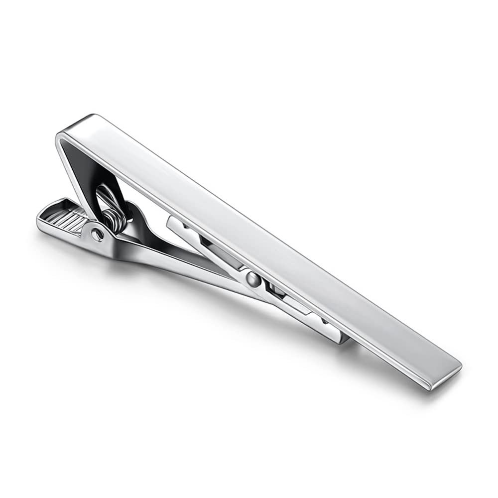 1-3 Pcs Tie Clips for Men Tie Bar Clip Set for Regular Ties Necktie Suitable for Wedding Business Tie Pin Clips-silver long
