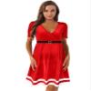 YiZYiF Women's Mrs Santa Claus Long Sleeve Costume Christmas Fancy Dress Outfits V Neck Red X-Large view 1