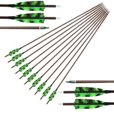 HANDBAIGE 28/29/30/31Inch Pure Carbon Arrow Archery Real Turkey Feather Practise Competition Hunting Spine 400/500 for Recurve Long Traditional Bow and Compound Bow (Pack of 6) (31 Inch,Spine 400)