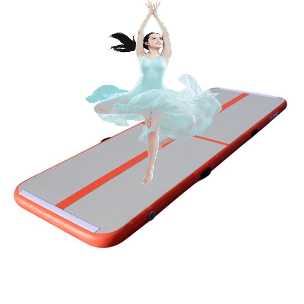 LYWY Travel Yoga Mat Thin,1M Thick Air Gymnastics Training Mat with Electric Air Pump Suitable for Gym Yoga Training Outdoor Swimming,Orange,1x2x1m