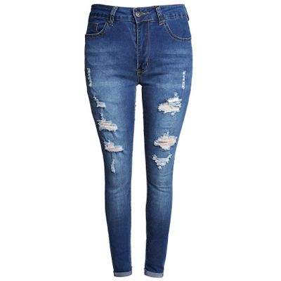 Kaxiya2021 Men's Ripped Skinny Jeans Stretch Slim Fit Moto Biker Denim Pants Distressed Tapered Leg Holes Long Jean Trousers (X-Large,Navy Blue)