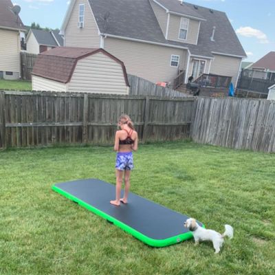 LYWY Travel Yoga Mat Thin,1M Thick Air Gymnastics Training Mat with Electric Air Pump Suitable for Gym Yoga Training Outdoor Swimming,Green,1x2x1m