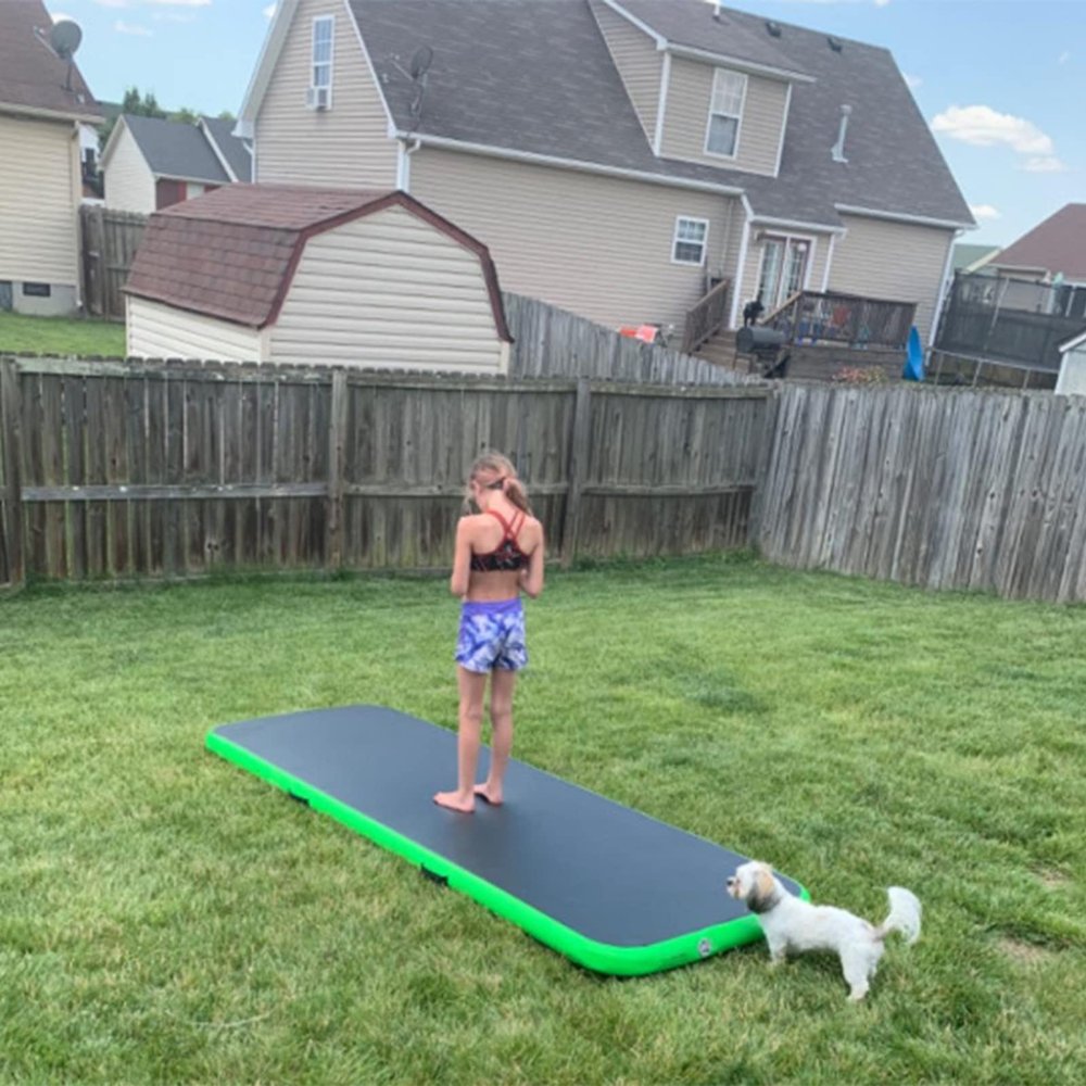 LYWY Travel Yoga Mat Thin,1M Thick Air Gymnastics Training Mat with Electric Air Pump Suitable for Gym Yoga Training Outdoor Swimming,Green,1x2x1m