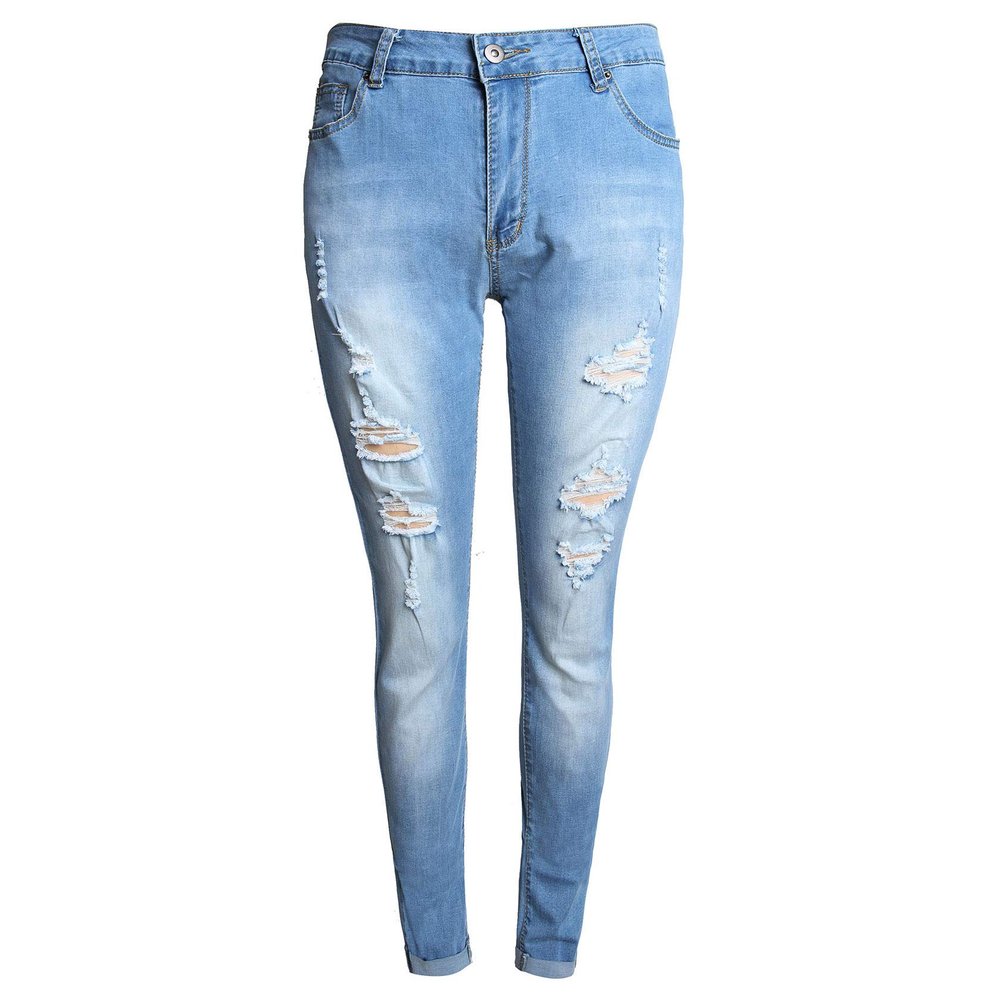 Kaxiya2021 Men's Ripped Skinny Jeans Stretch Slim Fit Moto Biker Denim Pants Distressed Tapered Leg Holes Long Jean Trousers (X-Large,Light Blue)