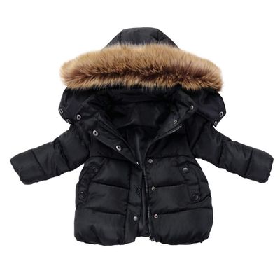 Ikevan Winter Zipper Hooded Coat Parka Child Kids Solid Color Hoodie Zipper Coats Keep Warm Jacket Clothes 6M-5Y (Black, 18-24 Months)